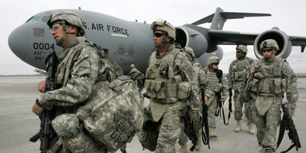 US soldiers arrived from Afghanistan wal