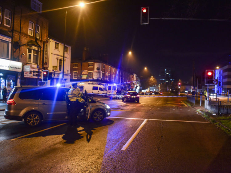 Pic by Michael Scott/Caters News - (PICTURED: The cordon in place after armed police officers raided a flat on Hagley Road in Birmingham, police are on hightened alert after the terror attack in London on Wednesday which killed 5 people.)