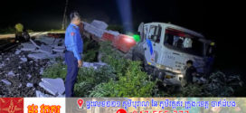 រថភ្លើងមួយខ្សែបើកបុករថយន្តធុនធំមួយគ្រឿងខូចខាតយ៉ាងដំណំខណៈអ្នកបើកបររករបួសស្រាល