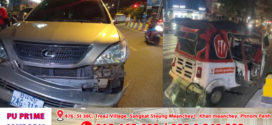រថយន្ត​ឡិចស៊ីស​RX400h បេីក​បុក​ម៉ូតូ​កង់​បី​ពី​ក្រោយ​ក្រឡាប់​រង​ការ​ខូចខាត​ រថយន្ត​ព្យាយាម​បេីក​រត់​ត្រូវ​ប្រជា​ពល​រដ្ឋ​ឃាត់​បាន​