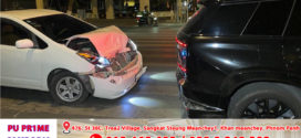 រថយន្ដ​ TOYOTA Prius បេីក​បុក​ពី​ក្រោយរថយន្ដ​ GAC S7បណ្តាលឲ្យរងការខូចខាត